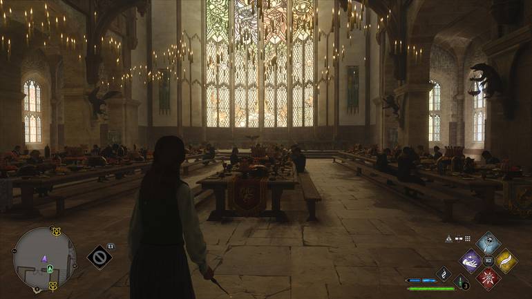 Sala de jantar em Hogwarts.