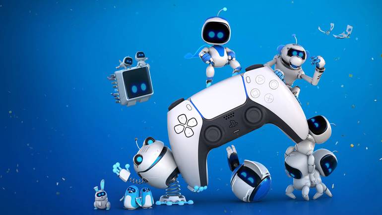 Personagens de Astro's Playroom no DualSense.
