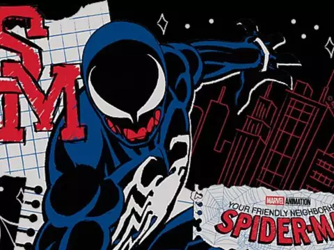 Arte do traje preto do Homem-Aranha na animação Seu Amigão da Vizinhança/Marvel Studios/Reprodução