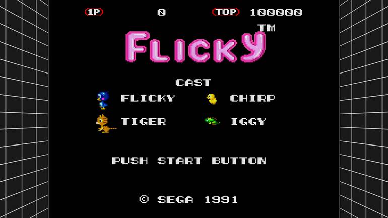 Tela de personagens de Flicky.