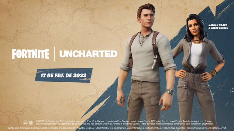 Uncharted no Fortnite: filme ganhará skins e itens temáticos