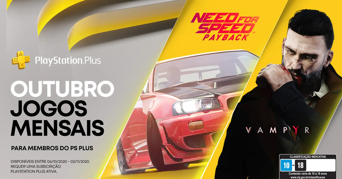 PS Plus de outubro tem Vampyr e Need For Speed: Payback como jogos grátis -  DeUmZoom