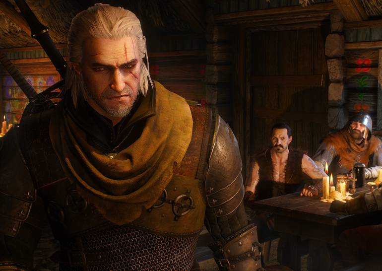Geralt no bar em The Witcher.