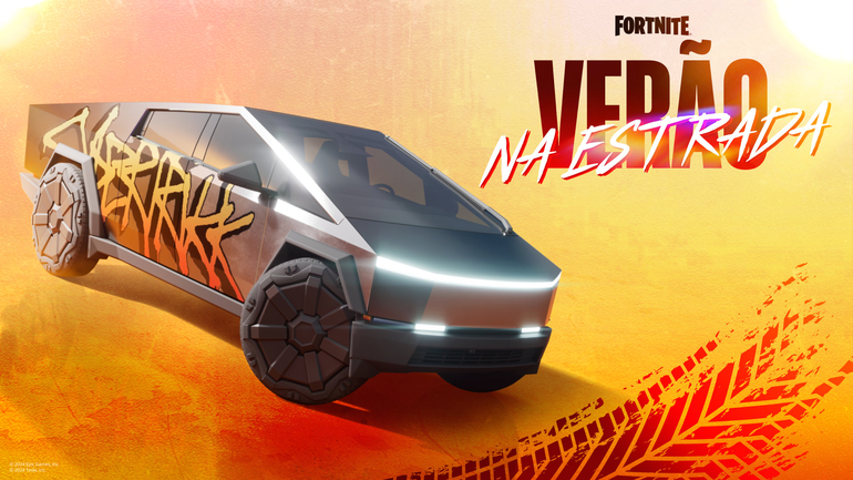 Imagem do Tesla Cybertruck em Fortnite