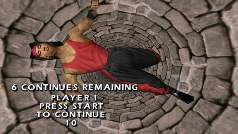 Liu Kang caindo em Mortal Kombat 4.
