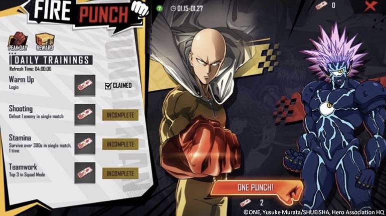 Free Fire e One Punch Man: como chamar amigos de volta e obter