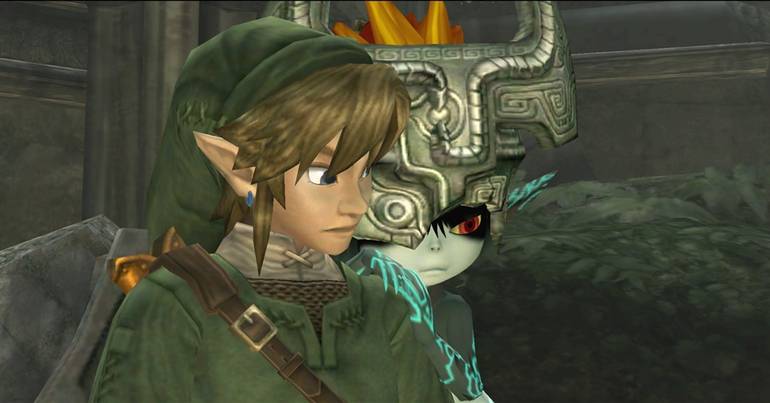 Link e Midna em Zelda Twilight Princess.