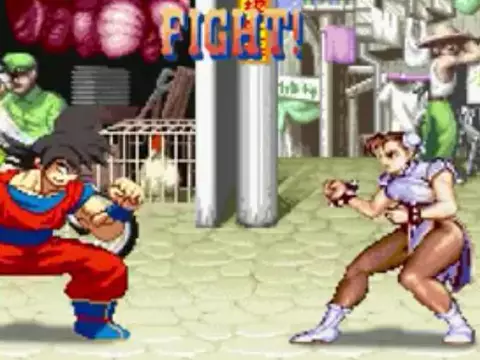 Goku enfrenta lutadores de Street Fighter em vídeo