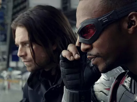 Sebastian Stan como Soldado Invernal e Anthony Mackie como Falcão