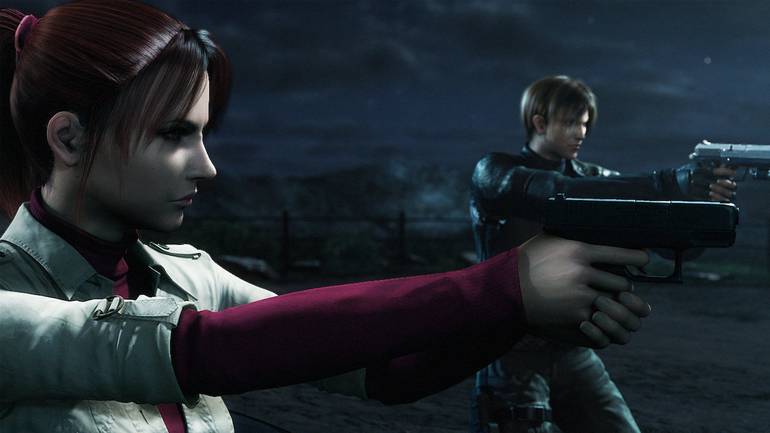 Claire e Leon em Resident Evil Degeneração.