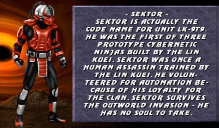 Apresentação de Sektor em Mortal Kombat 3.