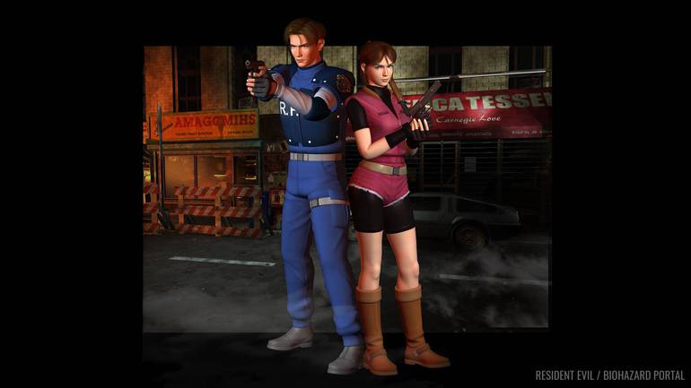 Leon e Claire em Resident Evil 2