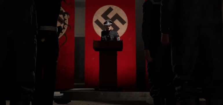 Bandeira nazista em Sniper Elite 5.
