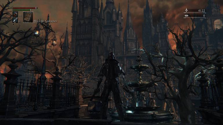 Castelo gigante em Bloodborne.