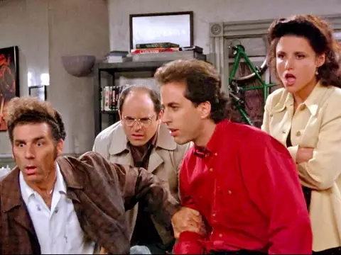 Elenco de Seinfeld em série da sitcom (Netflix/Divulgação)