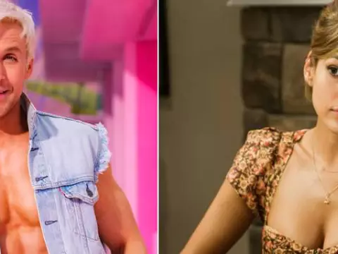 Ryan Gosling em Barbie e a atriz Eva Mendes (Reprodução/Montagem Omelete)