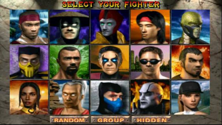Tela de seleção em Mortal Kombat 4.