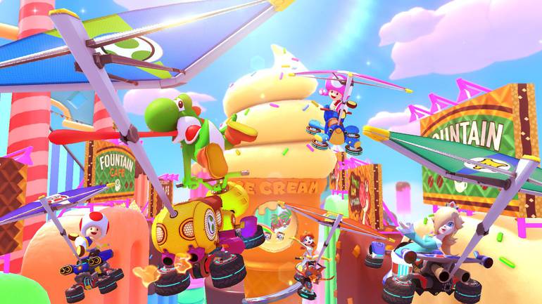 Imagem de divulgação da nova pista de sorvete de Mario Kart 8 Deluxe