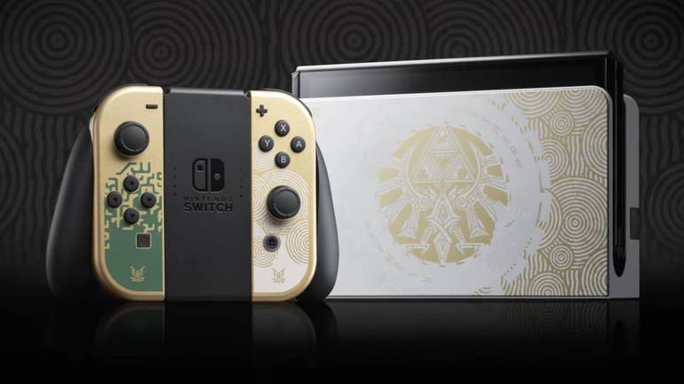 Imagem do Switch OLED de Zelda