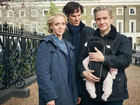 Sherlock posa com "sobrinho" em fotos da quarta temporada