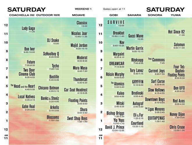 Coachella Line Up Sábado 2017