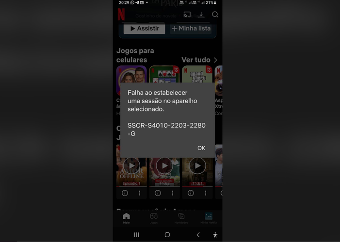 Erro do Chromecast