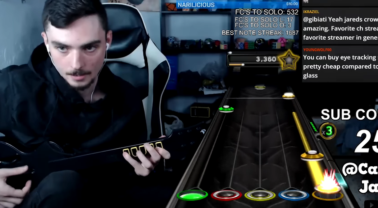 Jogador de Guitar Hero.