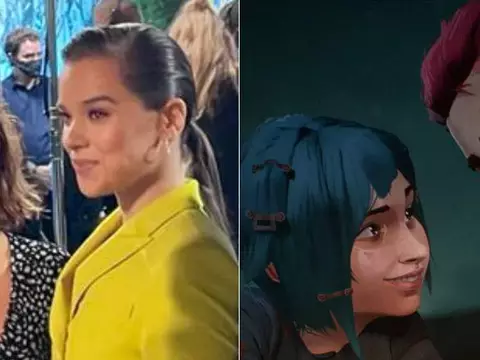 Ella Purnell e Hailee Steinfeld na premiére de Arcane; elas dão voz a Jinx e Vi, respectivamente