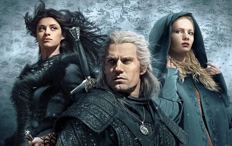 Yennefer, Geralt e Ciri em The Witcher.