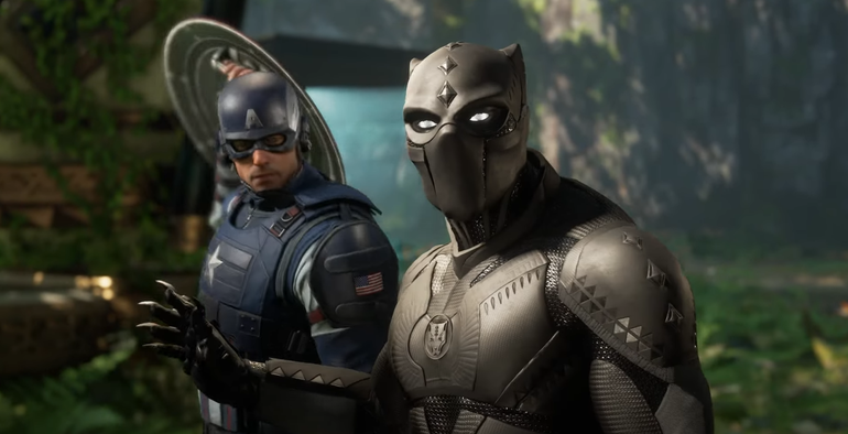 Capitão América e Pantera Negra em Marvel's Avengers.