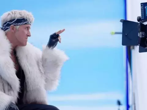 Ryan Gosling nos bastidores de Barbie (Reprodução)