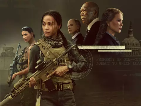 Arte de Operação Lioness, série com Zoe Saldaña no Paramount+, que terá terceira temporada