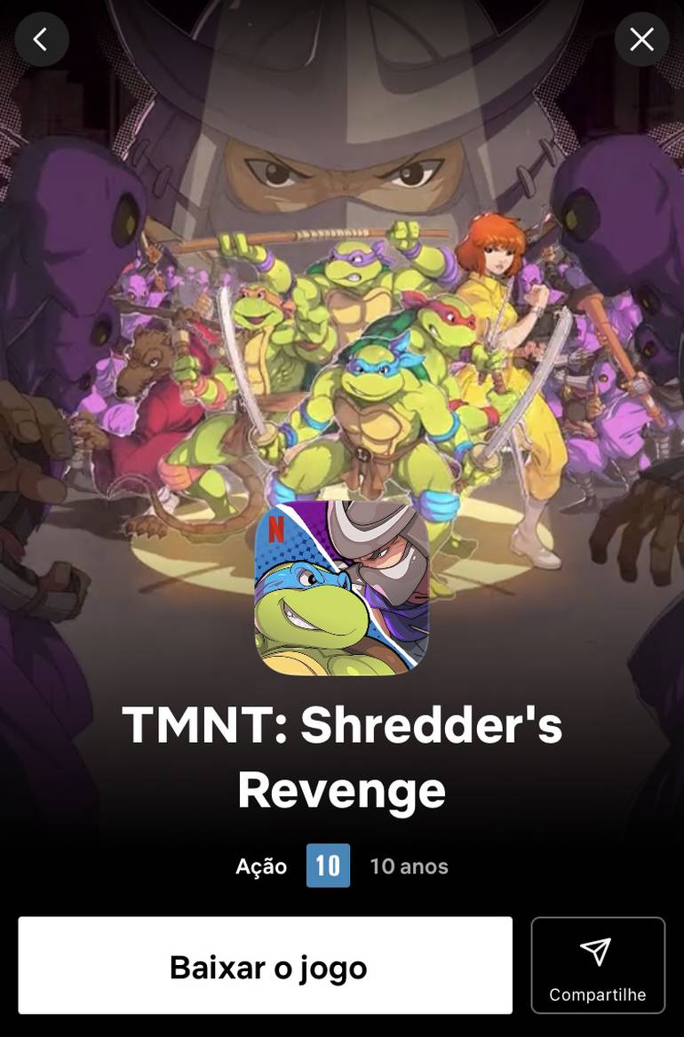 imagem de tartarugas ninja shredders revenge no menu da netflix
