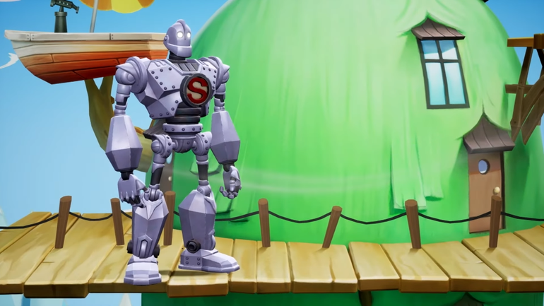 Captura de gameplay de Multiversus mostra o Gigante de Ferro em ação