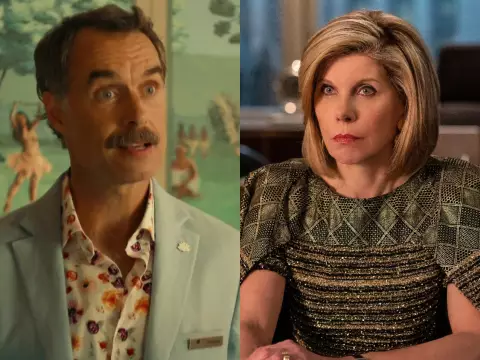Montagem com Murray Bartlett e Christine Baranski (HBO e Paramount/Reprodução - Montagem)
