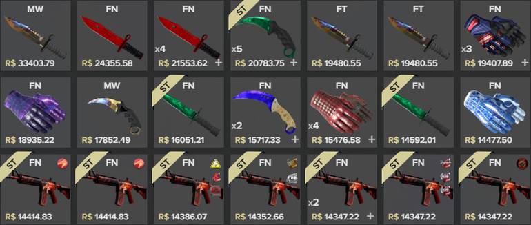 As skins CSGO mais baratas - Skinwallet, BR