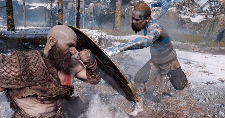imagem de god of war com kratos enfrentando baldur