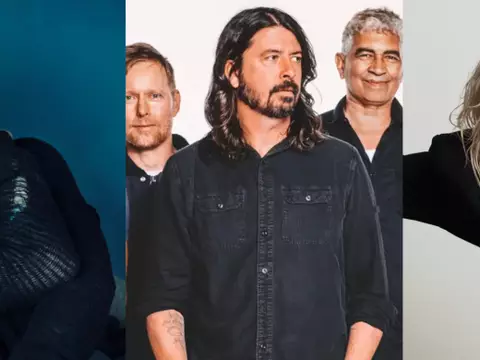 Ed Sheeran, Foo Fighters e Kesha (Reprodução/Montagem Omelete)
