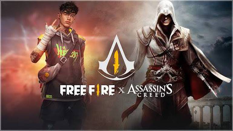 Personagens de Assassin's Creed e Free Fire.