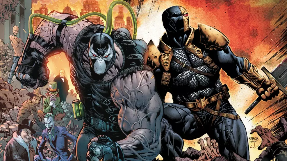 Montagem com artes de Exterminador e Bane
