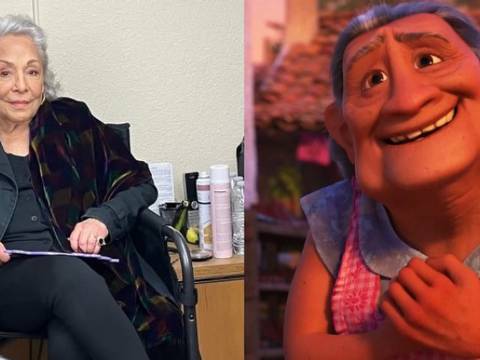 A atriz Renée Victor e a personagem Abuela Elena em Viva: A Vida é uma Festa (Reprodução)