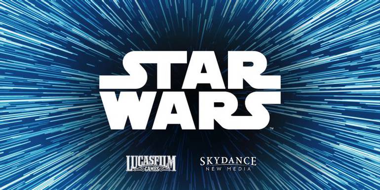 Logos de Star Wars, Lucasfilm Games e Skydance Media. 