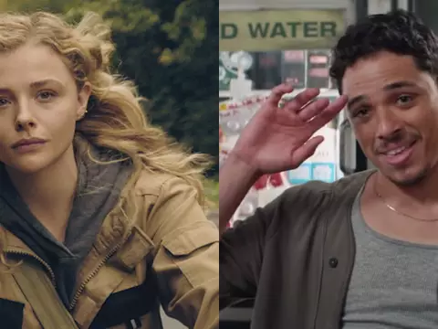 Chloë Grace Moretz, em cena de Periféricos, e Anthony Ramos, em cena de Em Um Bairro de Nova York