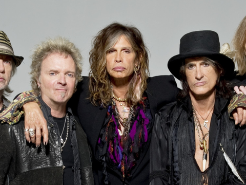 A banda Aerosmith reunida