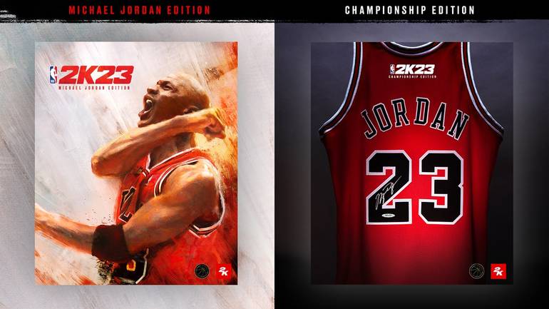 Imagem de divulgação com as duas diferentes edições especiais de NBA 2K23