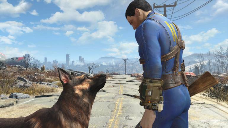 Cachorro e humano em Fallout.