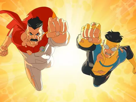 Invencível e Omni-Man no cartaz da quarta temporada da animação/Prime Video/Reprodução