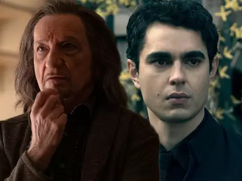 Montagem com fotos de Ben Kingsley e Max Minghella, atores da quarta temporada de The White Lotus/Reprodução