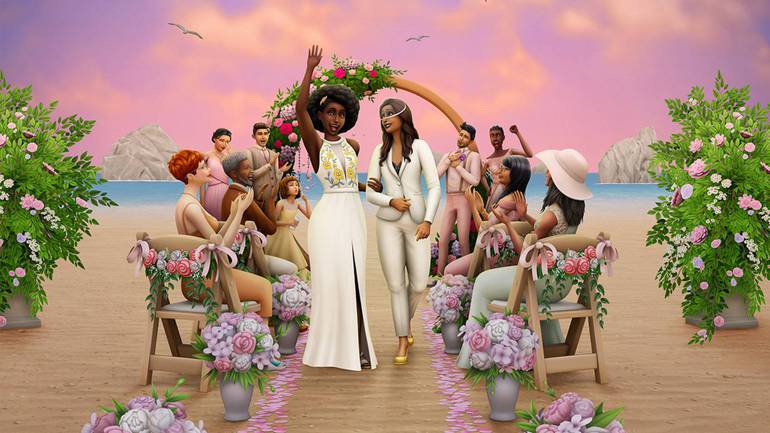 Imagem de divulgação da expansão Histórias de Casamento de The Sims 4