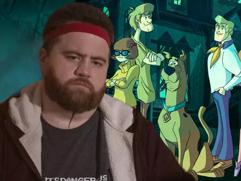 Montagem com foto de Paul Walter Hauser e desenho animado do Scooby-Doo/Reprodução